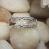 0.25 Carat (ctw) 10k White Gold Round Diamond Ladies Anniversary Wedding Band Guard Double Ring 1/4 CT