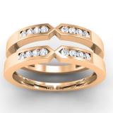 0.25 Carat (ctw) 18k Rose Gold Round Diamond Ladies Anniversary Wedding Band Guard Double Ring 1/4 CT