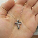 0.33 Carat (ctw) 10k White Gold Round Black and White Diamond Cross Ladies Pendant 1/3 CT