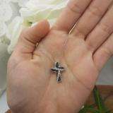 0.33 Carat (ctw) 10k White Gold Round Black and White Diamond Cross Ladies Pendant 1/3 CT