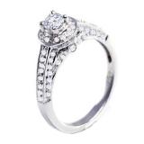 0.80 Carat (ctw) 14K White Gold Round Diamond Ladies Bridal Halo Style Engagement Ring 3/4 CT