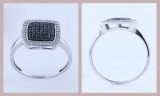 0.50 Carat (ctw) Sterling Silver Round Black & White Diamond Ladies Cocktail Right Hand 1/2 CT