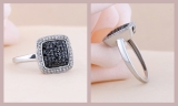 0.50 Carat (ctw) Sterling Silver Round Black & White Diamond Ladies Cocktail Right Hand 1/2 CT