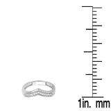 0.15 Carat (ctw) 14K White Gold White Round Real Diamond Wedding Stackable Band Anniversary Guard Chevron Ring