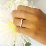 0.15 Carat (ctw) 14K White Gold White Round Real Diamond Wedding Stackable Band Anniversary Guard Chevron Ring