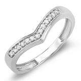 0.15 Carat (ctw) Sterling Silver White Round Real Diamond Wedding Stackable Band Anniversary Guard Chevron Ring