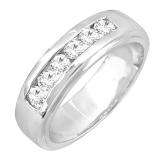 1.00 Carat (ctw) 14k White Gold Round Diamond Channel Mens Ring