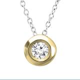 0.05 Carat (ctw) 18k Yellow Gold Round Diamond Bezel Solitaire Small Ladies Pendant 1/20 CT 18 INCH chain