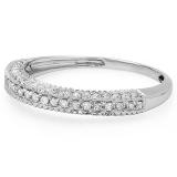 0.50 Carat (ctw) 10K White Gold Round Diamond Anniversary Wedding Band Guard Matching Ring 1/2 CT