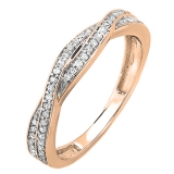 0.25 Carat (ctw) 10K Rose Gold Round Diamond Anniversary Wedding Band Swirl Matching Ring 1/4 CT
