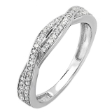 0.25 Carat (ctw) 10K White Gold Round Diamond Anniversary Wedding Band Swirl Matching Ring 1/4 CT