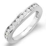 0.60 Carat (ctw) 14K White Gold Round Diamond Anniversary Ring Wedding Matching Guard Band 3/5 CT