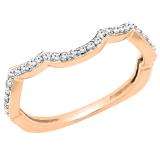 0.25 Carat (ctw) 14K Rose Gold Round Diamond Ladies Anniversary Wedding Stackable Contour Guard Band 1/4 CT