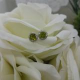 2.00 Carat (ctw) 10k White Gold Round Diamond Halo Green Peridot Stud Earrings