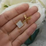 0.25 Carat (ctw) 14K Yellow Gold Round Diamond Two Tone Stud Kite Shaped Micro Pave Earrings 1/4 CT