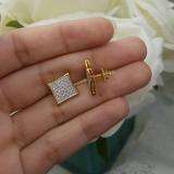 0.25 Carat (ctw) 14K Yellow Gold Round Diamond Two Tone Stud Kite Shaped Micro Pave Earrings 1/4 CT