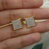 0.25 Carat (ctw) 14K Yellow Gold Round Diamond Two Tone Stud Kite Shaped Micro Pave Earrings 1/4 CT