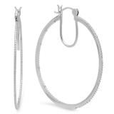 0.15 Carat (ctw) Sterling Silver Round Diamond Ladies Hoop Earrings