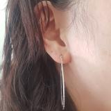 0.15 Carat (ctw) Sterling Silver Round Diamond Ladies Hoop Earrings