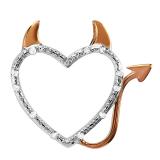 0.10 Carat (ctw) Sterling Silver Round Diamond Rose Gold Plating Devil Heart Ladies Pendant 1/10 CT