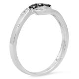 0.25 Carat (ctw) Sterling Silver Round Black & White Diamond Ladies Swirl 3 Stone Engagement Bridal Promise Ring 1/4 CT