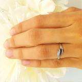 0.25 Carat (ctw) Sterling Silver Round Black & White Diamond Ladies Swirl 3 Stone Engagement Bridal Promise Ring 1/4 CT