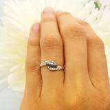 0.25 Carat (ctw) Sterling Silver Round Black & White Diamond Ladies Swirl 3 Stone Engagement Bridal Promise Ring 1/4 CT