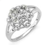 0.20 Carat (ctw) Sterling Silver Ladies Round Diamond Cocktail Right Hand Ring 1/5 CT