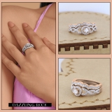 0.50 Carat (ctw) 14K Rose Gold Round Diamond Ladies Halo Style Bridal Engagement Ring Matching Band Set 1/2 CT