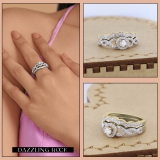 0.50 Carat (ctw) 14K Yellow Gold Round Diamond Ladies Halo Style Bridal Engagement Ring Matching Band Set 1/2 CT