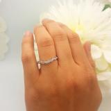 0.10 Carat (ctw) 10K White Gold Round Cut Diamond Ladies Anniversary Wedding Stackable Contour Guard Band 1/10 CT
