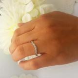 0.10 Carat (ctw) 10K White Gold Round Cut Diamond Ladies Anniversary Wedding Stackable Contour Guard Band 1/10 CT