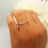 0.10 Carat (ctw) 10K White Gold Round Cut Diamond Ladies Anniversary Wedding Stackable Contour Guard Band 1/10 CT