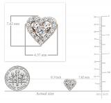 Princess & Round White Diamond Minimalistic Enamel Heart Stud Earrings for Women (0.55 ctw, Color I-J, Clarity I1-I2) in 18K Rose Gold in Screw Back