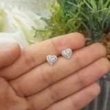 0.55 Carat (ctw) 10K White Gold Round & Princess White Diamond Heart Shaped Earrings