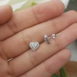 0.55 Carat (ctw) 10K White Gold Round & Princess White Diamond Heart Shaped Earrings