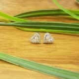 0.55 Carat (ctw) 10K White Gold Round & Princess White Diamond Heart Shaped Earrings