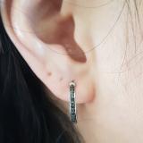 0.38 Carat (ctw) Sterling Silver Round Black & White Diamond Fine In and Out Hoop Earrings 3/8 CT