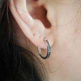 0.38 Carat (ctw) Sterling Silver Round Black & White Diamond Fine In and Out Hoop Earrings 3/8 CT