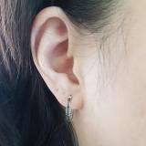 0.38 Carat (ctw) Sterling Silver Round Black & White Diamond Fine In and Out Hoop Earrings 3/8 CT
