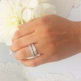 1.00 Carat (ctw) 14k White Gold Round Diamond Ladies Bridal Engagement Ring Matching Band Set
