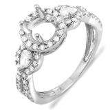 0.65 Carat (ctw) 14K White Gold Round & Pear Diamond Ladies Bridal Semi Mount Engagement Ring (No Center Stone)