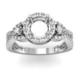 0.65 Carat (ctw) 14K White Gold Round & Pear Diamond Ladies Bridal Semi Mount Engagement Ring (No Center Stone)