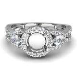0.65 Carat (ctw) 14K White Gold Round & Pear Diamond Ladies Bridal Semi Mount Engagement Ring (No Center Stone)