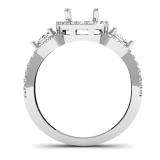 0.65 Carat (ctw) 14K White Gold Round & Pear Diamond Ladies Bridal Semi Mount Engagement Ring (No Center Stone)