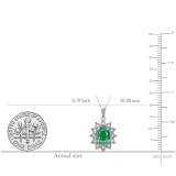 1.00 Carat (ctw) Kate Middleton Diana Replica 10K White Gold Real Round Diamond With Real Oval Green Emerald Matching Ladies Pendant