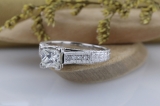 CERTIFIED 1.18 Carat (ctw) 14k White Gold Princess & Round Diamond Ladies Bridal Ring; 0.80 CT center
