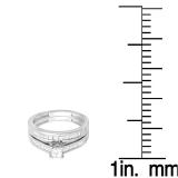 1.00 Carat (ctw) 14K White Gold Princess Diamond Ladies Bridal Engagement Ring Set Matching Band