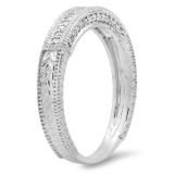 0.20 Carat (ctw) 10K White Gold Round Diamond Ladies Vintage Style Anniversary Wedding Milgrain Stackable Band 1/5 CT