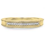 0.20 Carat (ctw) 10K Yellow Gold Round Diamond Ladies Vintage Style Anniversary Wedding Milgrain Stackable Band 1/5 CT